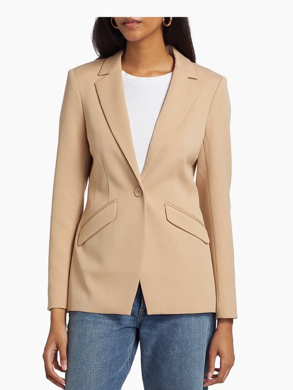 Favorite Daughter Tailored Blazer Beige Structured Jacket Size S Career Chic